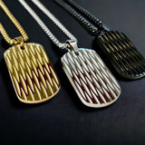 Divot Textured Steel Dog Tag Necklace