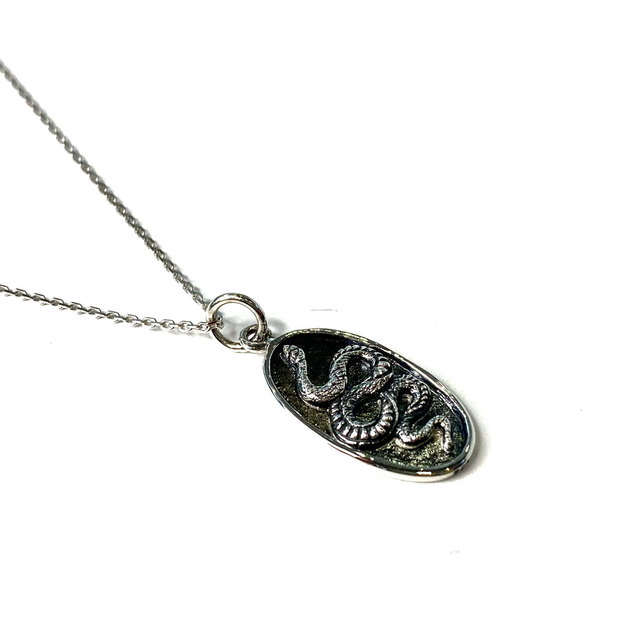Textured Snake Oval Necklace