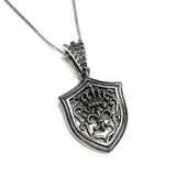 Crown & Fleur De Lis Shield Necklace