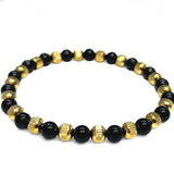 Texture Steel & Gemstone Stretch Bead Bracelet