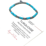 Steel & Gemstone Disc Stretch Bracelet