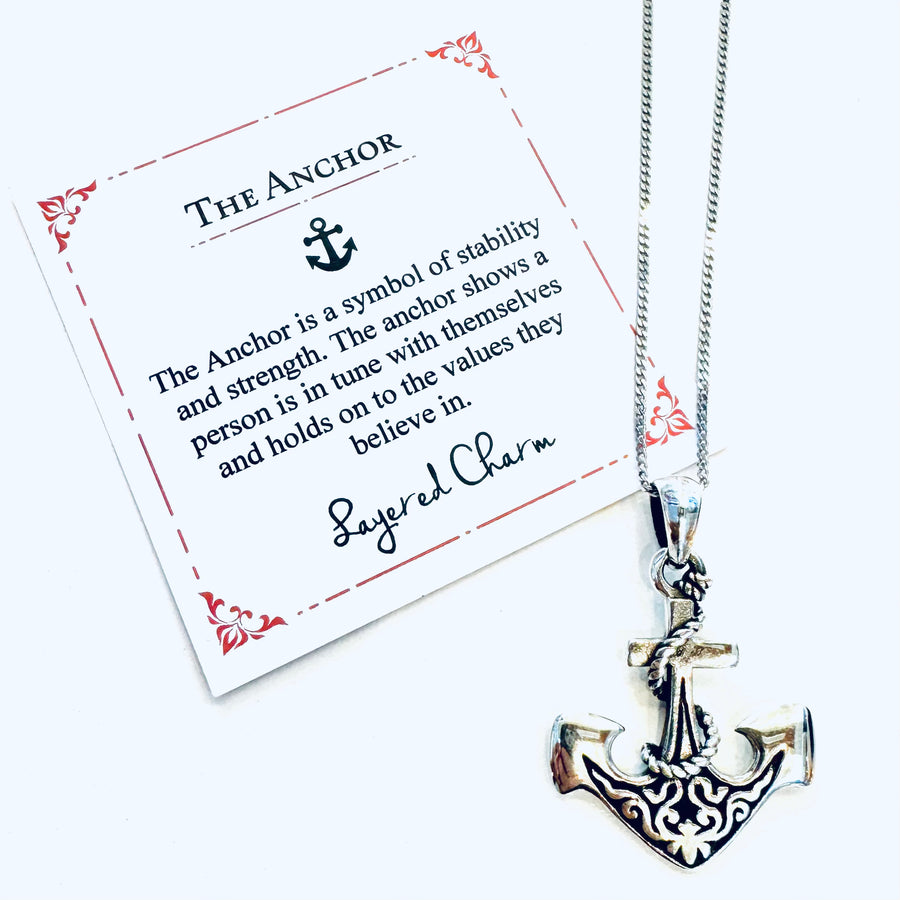 Oxidized Detailed Anchor Necklace