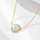 Facetted Aquamarine with CZ Necklace