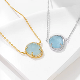 Facetted Aquamarine with CZ Necklace