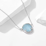 Facetted Aquamarine with CZ Necklace
