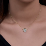 Facetted Aquamarine with CZ Necklace