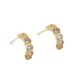 CZ Honeycomb Half Hoop Earrings