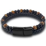 Leather and Tiger Eye Bead Bracelet