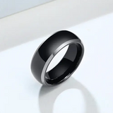 Black Dome with Silver Edge Tungsten Ring