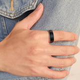 Black Dome with Silver Edge Tungsten Ring