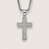 The Frostbound Creed – Iced Cross Necklace