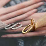 CZ Paperclip Huggie Hoop Earrings