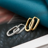 CZ Paperclip Huggie Hoop Earrings