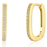 CZ Paperclip Huggie Hoop Earrings