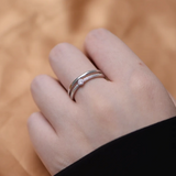 Double Layered Bezel CZ Ring