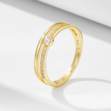Double Layered Bezel CZ Ring