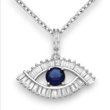CZ Baguette Evil Eye Necklace