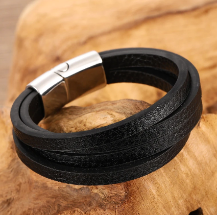 Flat Leather Multi-Wrap Bracelet