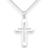 Silver Outline Cross Necklace