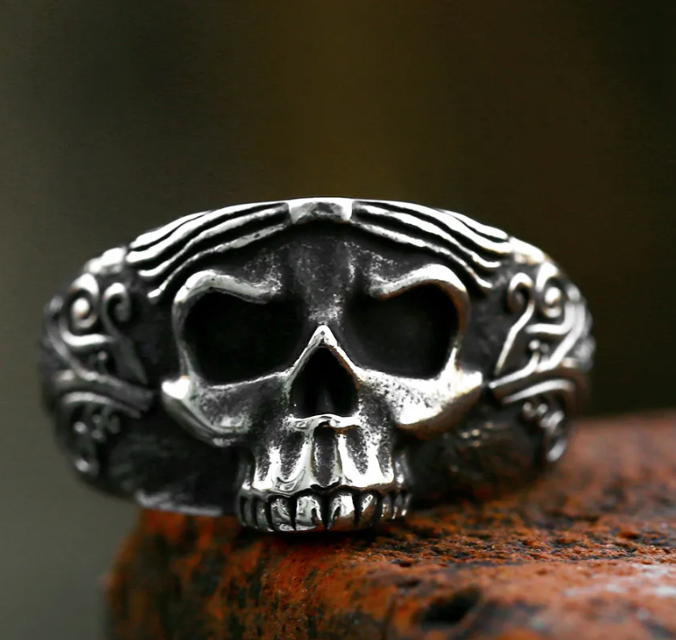 Oxidized Statement Skull Ring