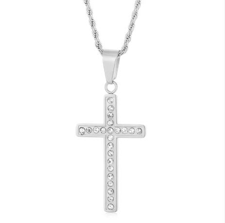 CZ Center Pattern Cross Necklace