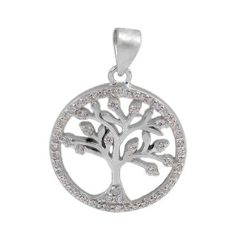 Halo CZ Tree of Life II Necklace