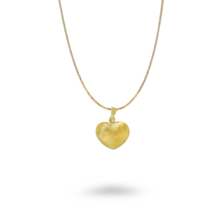 10KT Gold Puff Heart Pendant Necklace