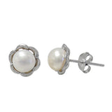 Flower Synthetic Pearl Stud Earrings