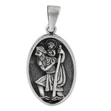 Large Oxidized St. Christopher Necklace