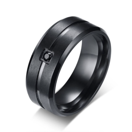 Black Stainless Steel CZ Ring