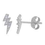 CZ Lightning Bolt Stud Earrings