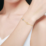 Clear CZ Hamsa and Blue Evil Eye Chain Bracelet
