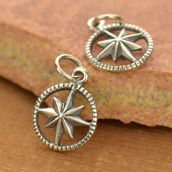 Textured North Star Compass Necklace