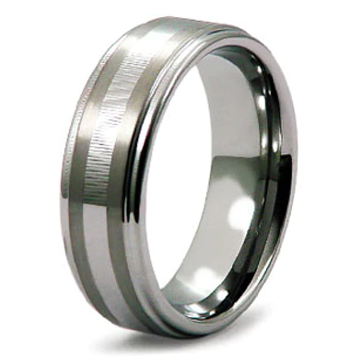 Double Banded 8mm Tungsten Ring