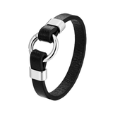 Round Ring Flat Leather Bracelet