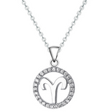 Halo CZ Zodiac Sign Necklace