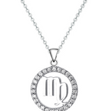 Halo CZ Zodiac Sign Necklace