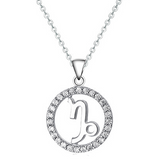 Halo CZ Zodiac Sign Necklace