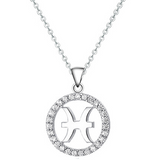 Halo CZ Zodiac Sign Necklace