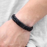 Interwoven Rope Leather Bracelet with Black Clasp
