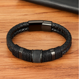 Double Braid Middle Accent Leather Bracelet