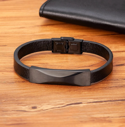 Geometric Design Men's Leather Bracelet