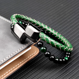 Braid Colour & Bead Leather Bracelet
