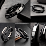 Leather with Bar and Bead Bracelet