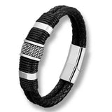 Double Braid Middle Accent Leather Bracelet