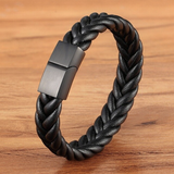 Interwoven Rope Leather Bracelet with Black Clasp
