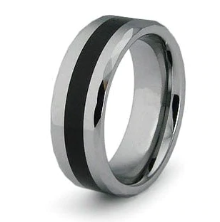 Flat Black Epoxy Center Tungsten Ring
