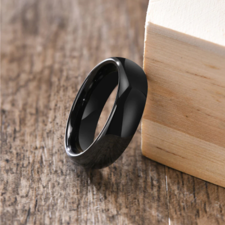 Tungsten Black Polished Dome 6mm Ring
