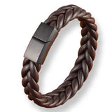 Interwoven Rope Leather Bracelet with Black Clasp