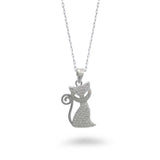 CZ Encrusted Cat Sitting Necklace
